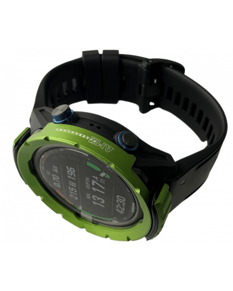 Green sports watch with black band