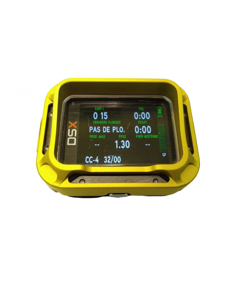 DSX dive computer with yellow casing