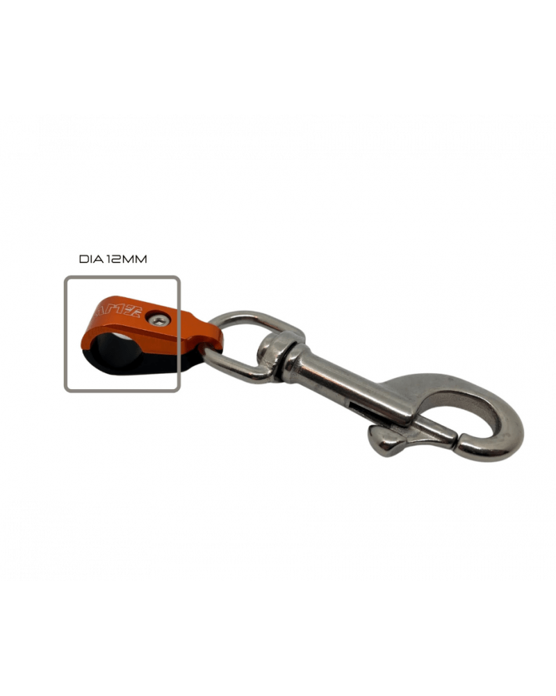 Orange swivel clip with 12mm diameter