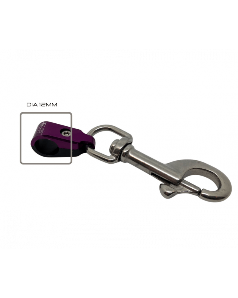 Purple carabiner clip with 12mm diameter