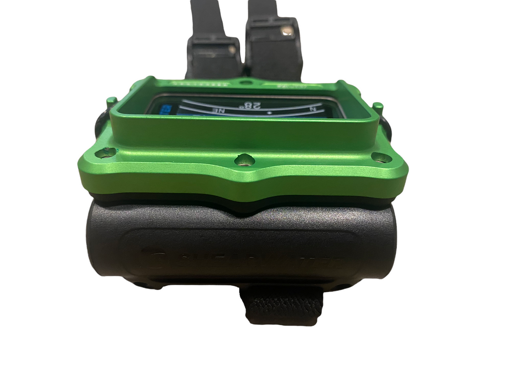 front top view of amx teknology shearwater perdix aluminum protective case in neon