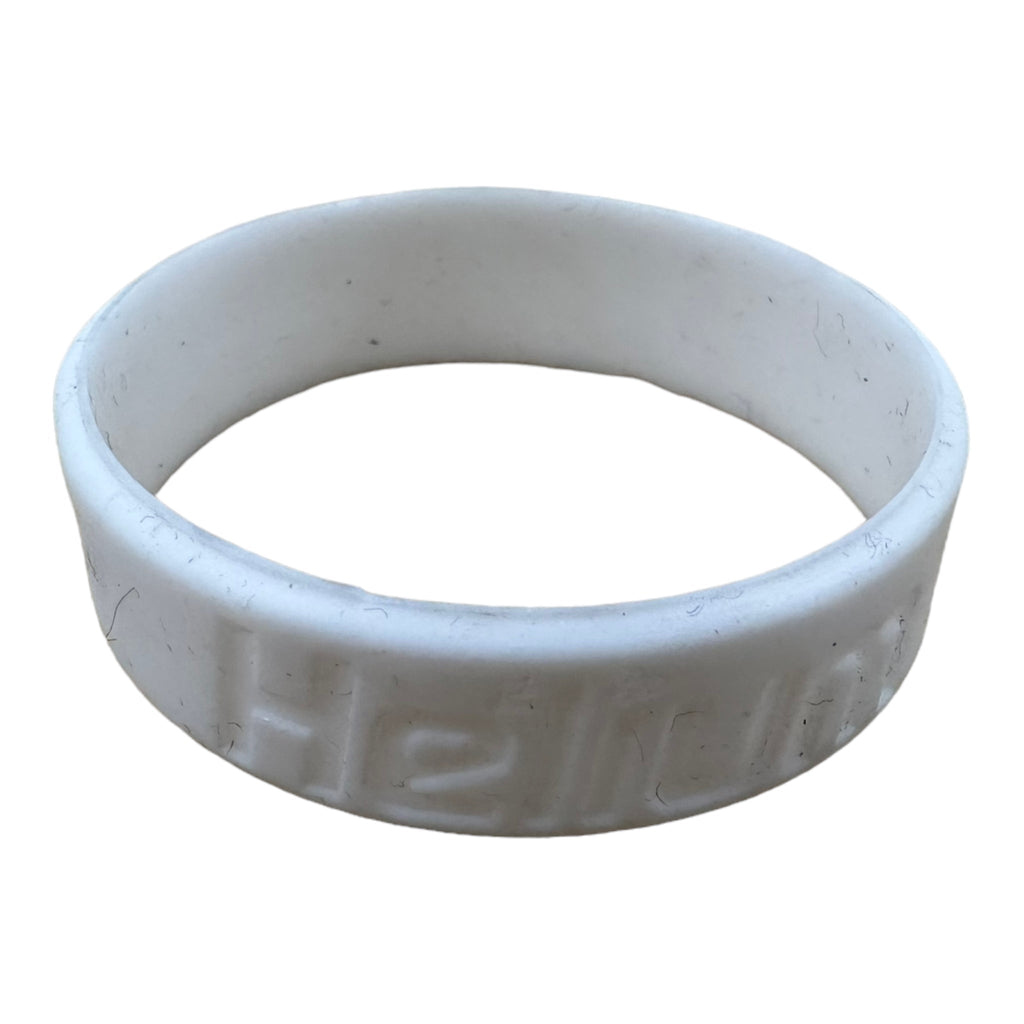 White silicone bracelet with Hello text