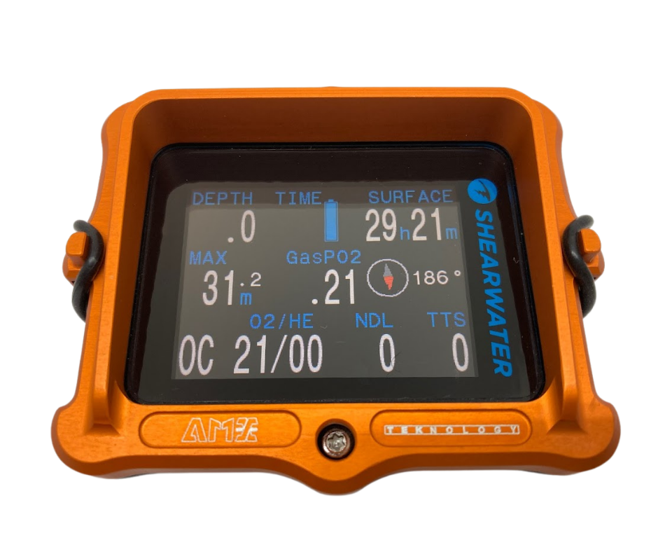 front view of amx teknology shearwater perdix aluminum protective case in orange