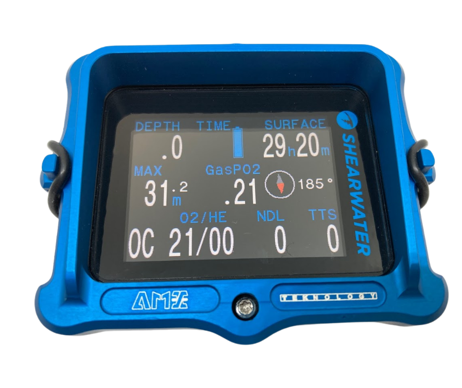 front view of amx teknology shearwater perdix aluminum protective case in blue