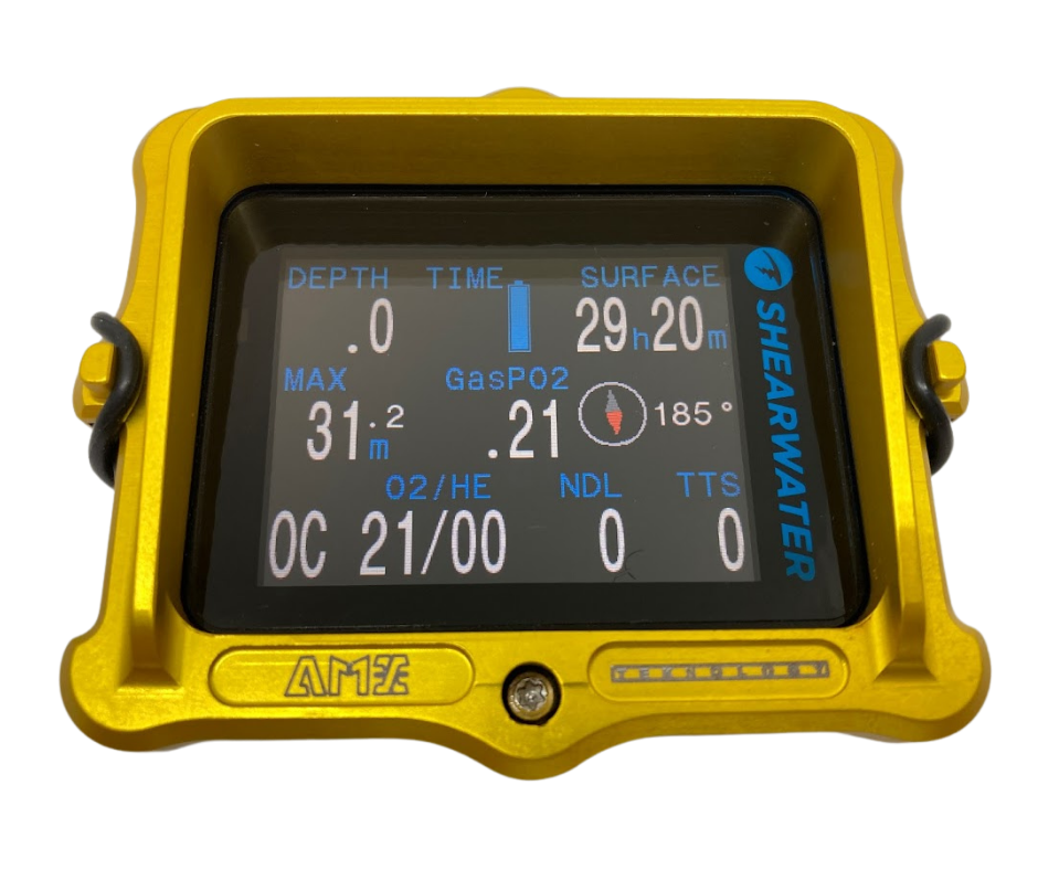 front view of amx teknology shearwater perdix aluminum protective case in yellow
