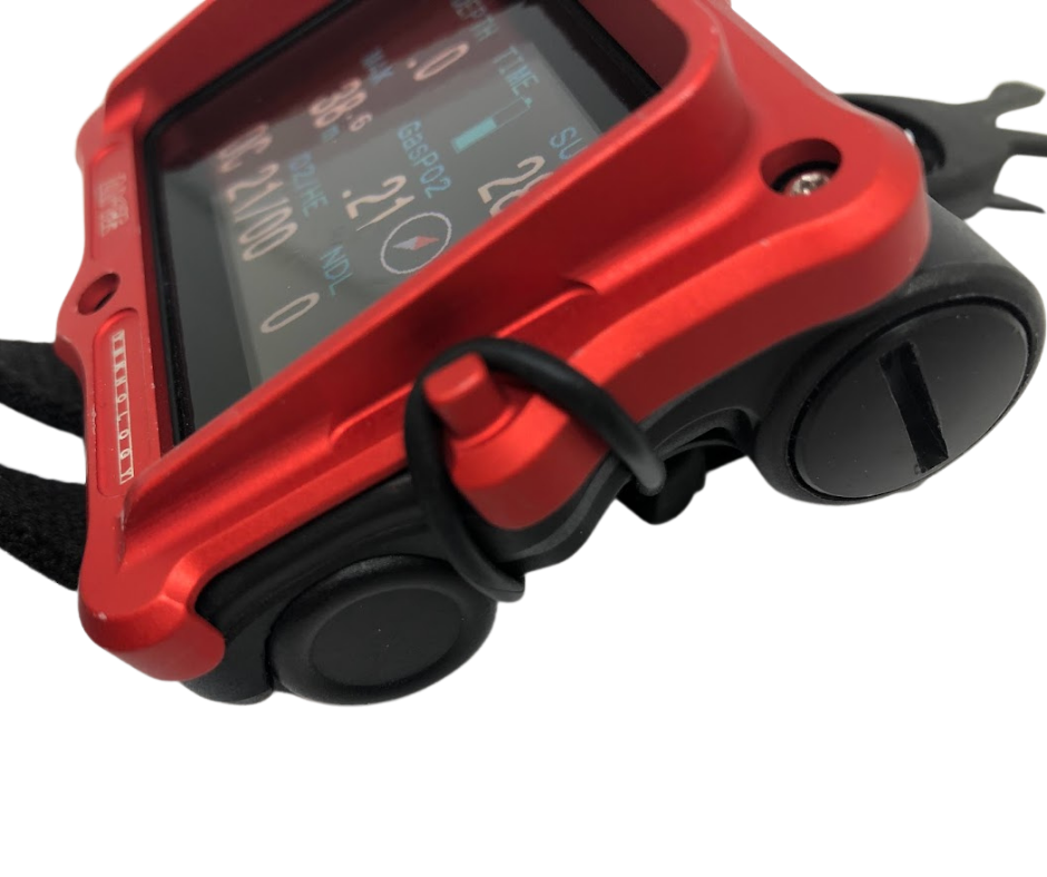 side slant view of amx teknology shearwater perdix aluminum protective case in red